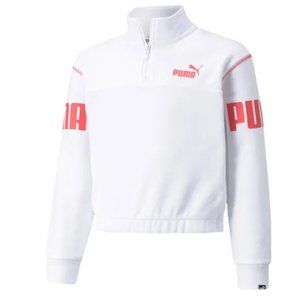 Puma Power Half-Zip Crew, White and Pink , M